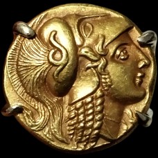 GOLD RING WITH ANCIENT STATER OF ALEXANDER III THE GREAT